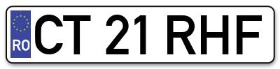 Placuta inmatriculare numar auto  CT-21-RHF, CT 21 RHF, CT21RHF