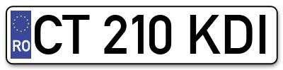 Placuta inmatriculare numar auto  CT-210-KDI, CT 210 KDI, CT210KDI