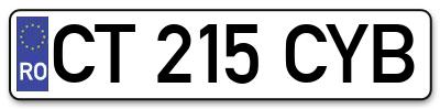 Placuta inmatriculare numar auto  CT-215-CYB, CT 215 CYB, CT215CYB