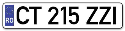 Placuta inmatriculare numar auto  CT-215-ZZI, CT 215 ZZI, CT215ZZI