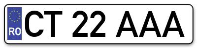 Placuta inmatriculare numar auto  CT-22-AAA, CT 22 AAA, CT22AAA