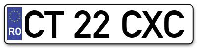 Placuta inmatriculare numar auto  CT-22-CXC, CT 22 CXC, CT22CXC