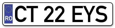 Placuta inmatriculare numar auto  CT-22-EYS, CT 22 EYS, CT22EYS