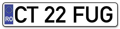 Placuta inmatriculare numar auto  CT-22-FUG, CT 22 FUG, CT22FUG