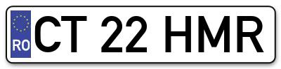 Placuta inmatriculare numar auto  CT-22-HMR, CT 22 HMR, CT22HMR