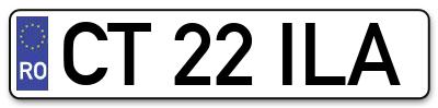 Placuta inmatriculare numar auto  CT-22-ILA, CT 22 ILA, CT22ILA
