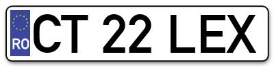 Placuta inmatriculare numar auto  CT-22-LEX, CT 22 LEX, CT22LEX