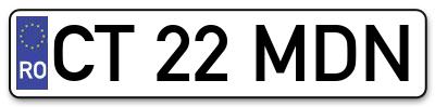 Placuta inmatriculare numar auto  CT-22-MDN, CT 22 MDN, CT22MDN