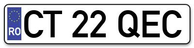 Placuta inmatriculare numar auto  CT-22-QEC, CT 22 QEC, CT22QEC