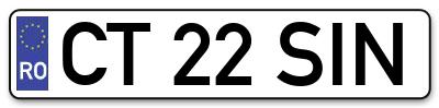 Placuta inmatriculare numar auto  CT-22-SIN, CT 22 SIN, CT22SIN