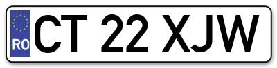Placuta inmatriculare numar auto  CT-22-XJW, CT 22 XJW, CT22XJW