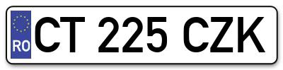 Placuta inmatriculare numar auto  CT-225-CZK, CT 225 CZK, CT225CZK