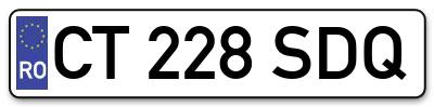 Placuta inmatriculare numar auto  CT-228-SDQ, CT 228 SDQ, CT228SDQ