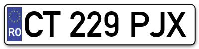 Placuta inmatriculare numar auto  CT-229-PJX, CT 229 PJX, CT229PJX