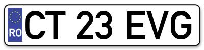 Placuta inmatriculare numar auto  CT-23-EVG, CT 23 EVG, CT23EVG