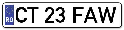 Placuta inmatriculare numar auto  CT-23-FAW, CT 23 FAW, CT23FAW
