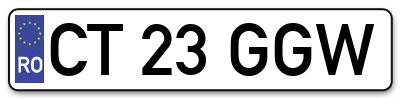 Placuta inmatriculare numar auto  CT-23-GGW, CT 23 GGW, CT23GGW
