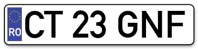 Placuta inmatriculare numar auto  CT-23-GNF, CT 23 GNF, CT23GNF