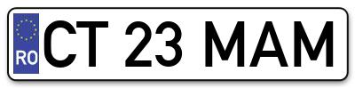 Placuta inmatriculare numar auto  CT-23-MAM, CT 23 MAM, CT23MAM