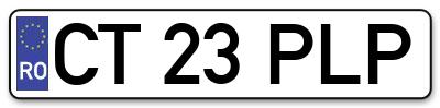 Placuta inmatriculare numar auto  CT-23-PLP, CT 23 PLP, CT23PLP