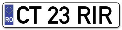 Placuta inmatriculare numar auto  CT-23-RIR, CT 23 RIR, CT23RIR