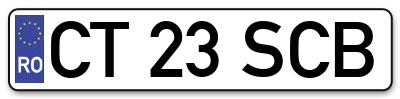 Placuta inmatriculare numar auto  CT-23-SCB, CT 23 SCB, CT23SCB