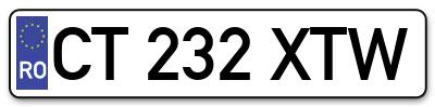 Placuta inmatriculare numar auto  CT-232-XTW, CT 232 XTW, CT232XTW