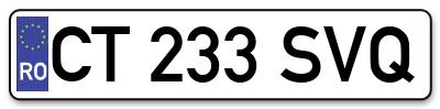 Placuta inmatriculare numar auto  CT-233-SVQ, CT 233 SVQ, CT233SVQ