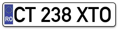 Placuta inmatriculare numar auto  CT-238-XTO, CT 238 XTO, CT238XTO