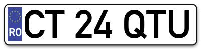 Placuta inmatriculare numar auto  CT-24-QTU, CT 24 QTU, CT24QTU
