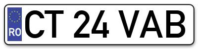 Placuta inmatriculare numar auto  CT-24-VAB, CT 24 VAB, CT24VAB