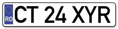 Placuta inmatriculare numar auto  CT-24-XYR, CT 24 XYR, CT24XYR