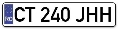 Placuta inmatriculare numar auto  CT-240-JHH, CT 240 JHH, CT240JHH