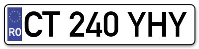 Placuta inmatriculare numar auto  CT-240-YHY, CT 240 YHY, CT240YHY