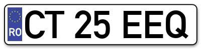 Placuta inmatriculare numar auto  CT-25-EEQ, CT 25 EEQ, CT25EEQ