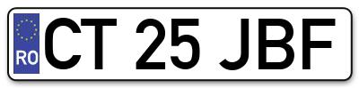 Placuta inmatriculare numar auto  CT-25-JBF, CT 25 JBF, CT25JBF