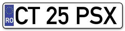 Placuta inmatriculare numar auto  CT-25-PSX, CT 25 PSX, CT25PSX