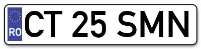 Placuta inmatriculare numar auto  CT-25-SMN, CT 25 SMN, CT25SMN