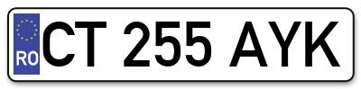 Placuta inmatriculare numar auto  CT-255-AYK, CT 255 AYK, CT255AYK