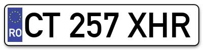 Placuta inmatriculare numar auto  CT-257-XHR, CT 257 XHR, CT257XHR