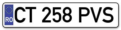 Placuta inmatriculare numar auto  CT-258-PVS, CT 258 PVS, CT258PVS