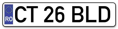 Placuta inmatriculare numar auto  CT-26-BLD, CT 26 BLD, CT26BLD