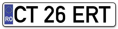 Placuta inmatriculare numar auto  CT-26-ERT, CT 26 ERT, CT26ERT