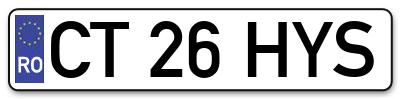 Placuta inmatriculare numar auto  CT-26-HYS, CT 26 HYS, CT26HYS