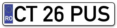 Placuta inmatriculare numar auto  CT-26-PUS, CT 26 PUS, CT26PUS