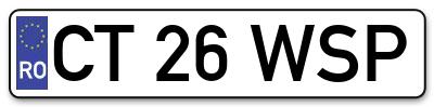 Placuta inmatriculare numar auto  CT-26-WSP, CT 26 WSP, CT26WSP