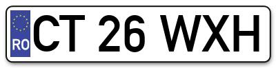 Placuta inmatriculare numar auto  CT-26-WXH, CT 26 WXH, CT26WXH