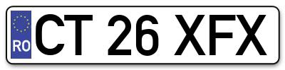 Placuta inmatriculare numar auto  CT-26-XFX, CT 26 XFX, CT26XFX