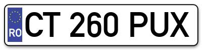 Placuta inmatriculare numar auto  CT-260-PUX, CT 260 PUX, CT260PUX