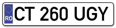 Placuta inmatriculare numar auto  CT-260-UGY, CT 260 UGY, CT260UGY